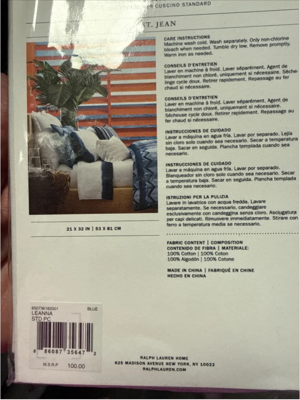 Ralph Lauren St. Jean Leanna Ombré Standard Pillowcases NWT 2 Cases